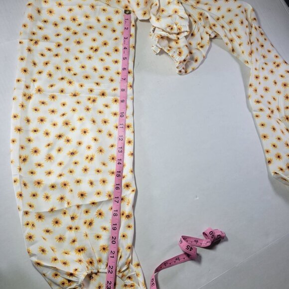 WeWoreWhat Yellow Sunflower Print Long-Sleeve Crisscross Open-Back Blouse Size L - Picture 6 of 10